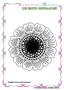 Circle Centre Flowerhead cling mounted rubber stamp